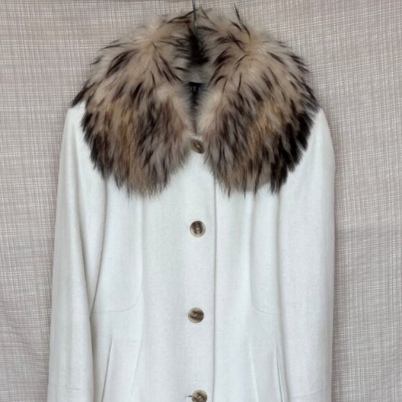 VINTAGE Anne Klein Y2K Angora Wool Coat Fur Collar Cozy Soft Warm Coat … - Picture 5 of 16